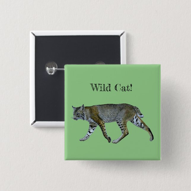 Wild Cat Bobcat Button (Front & Back)