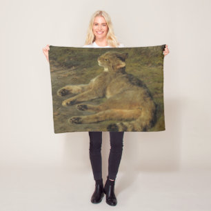 Wild Cat (by Rosa Bonheur) Fleece Blanket