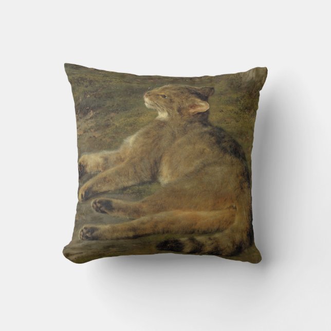 Wild Cat (by Rosa Bonheur) Throw Pillow (Front)