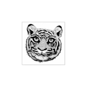 Wild Cat Face Rubber Stamp