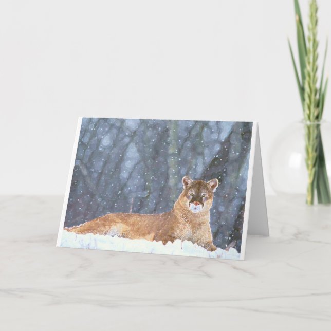 WILD CAT FREEDOM DESTINY ZAZZLE HOLIDAY CARD (Front)