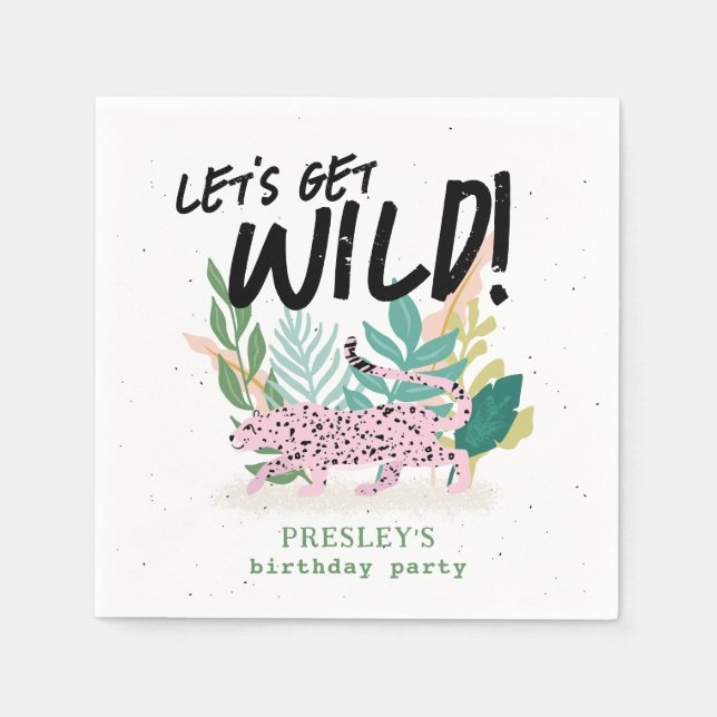 Wild Cat Kids Birthday Personalized Party Napkins (Front)