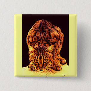 WILD CAT KITTEN PINBACK BUTTON
