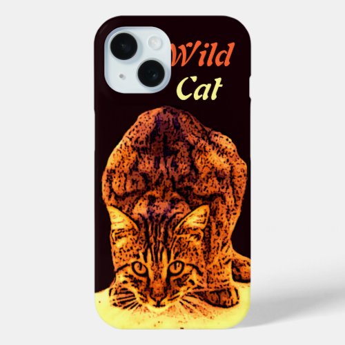 WILD CAT KITTEN Yellow Brown iPhone 15 Case
