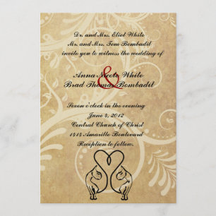 Wild Cat Lovers Black and Gold Wedding Invitation