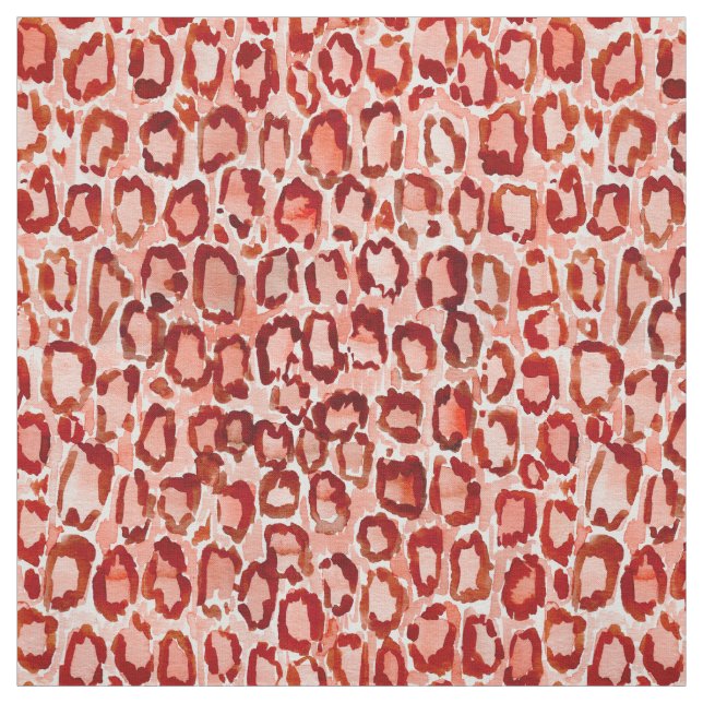 WILD CAT Orange Leopard Skin Animal Print Fabric (Swatch)