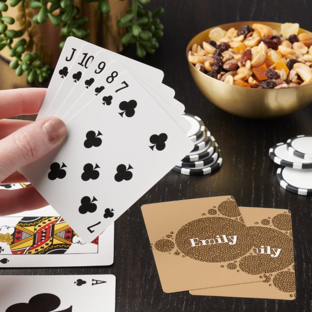 Wild Cat Print Brown Large Animal Pattern Modern Poker Cards (In Situ)