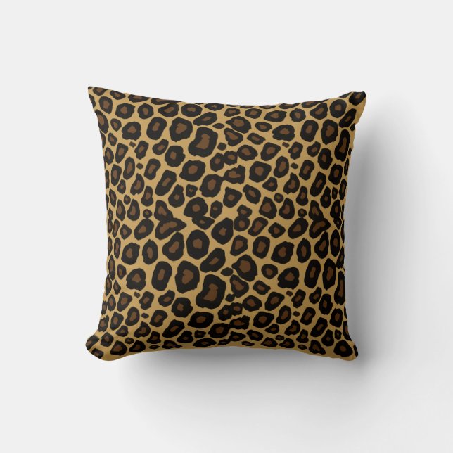 Wild Cat Toon Print Throw Pillow (Front)
