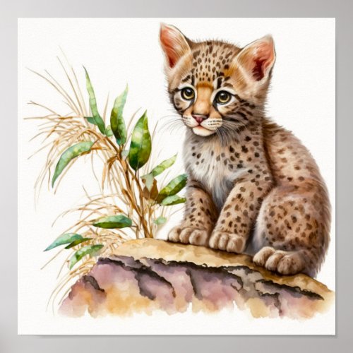 Wild Cat wall art watercolor nursery print decor