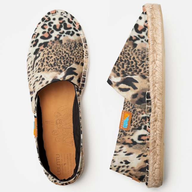 Wild Cats Modern Animal Leopard Print Pattern Espadrilles (Side)