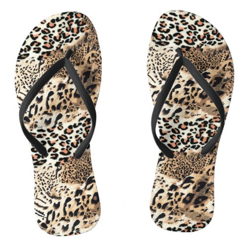 Wild Cats Modern Animal Leopard Print Pattern Flip Flops