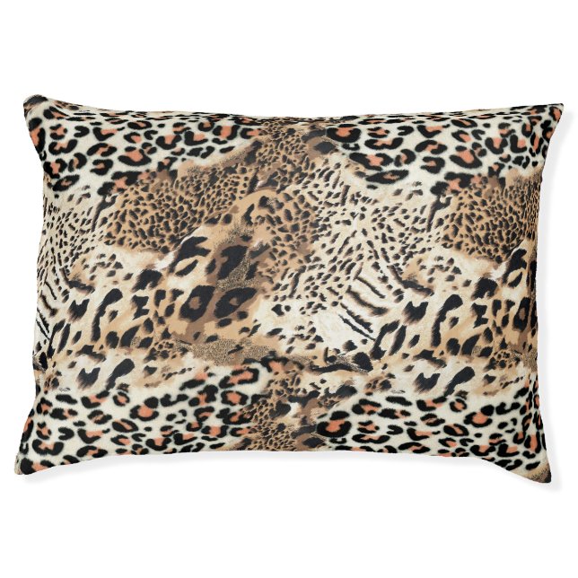 Wild Cats Modern Animal Leopard Print Pattern Pet Bed (Front)