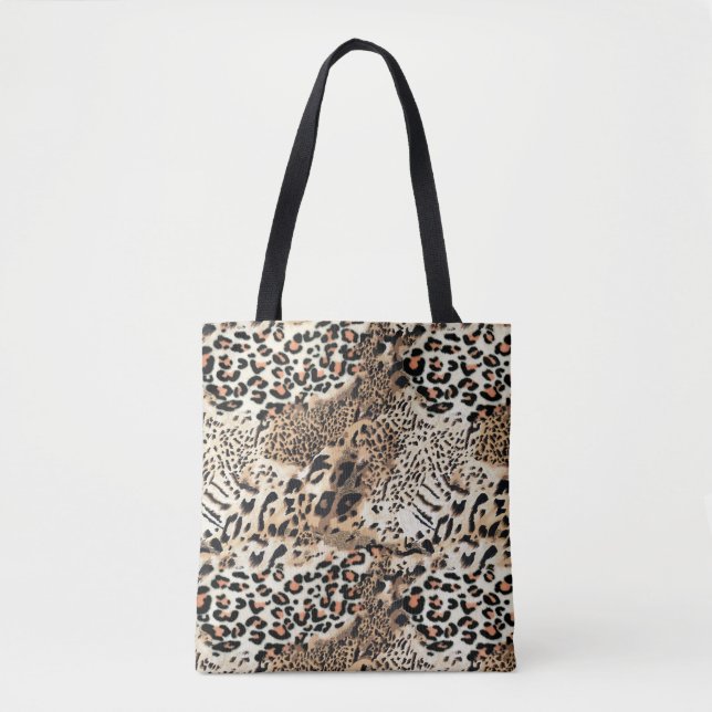 Wild Cats Modern Animal Leopard Print Pattern Tote Bag (Front)