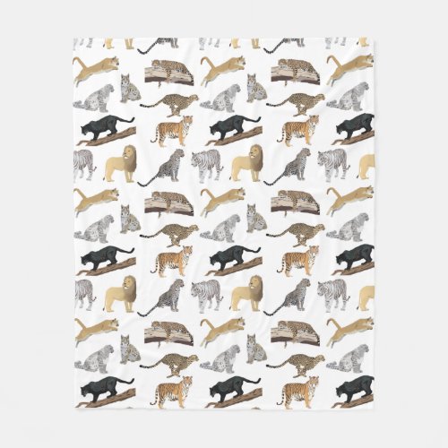 Wild Cats Pattern Fleece Blanket