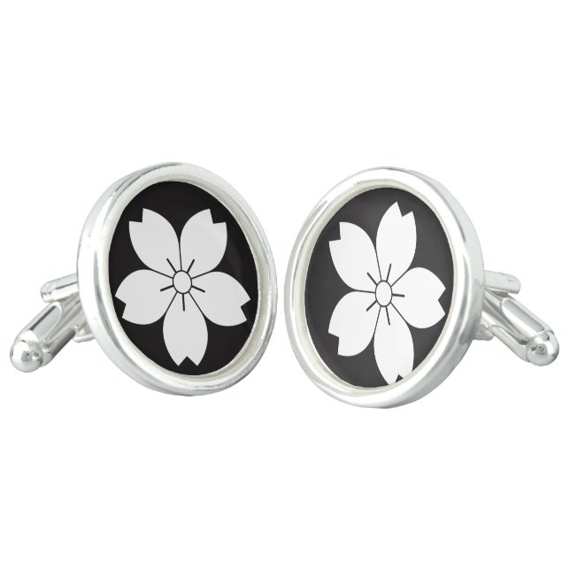 Wild cherry blossom cufflinks (Angled)