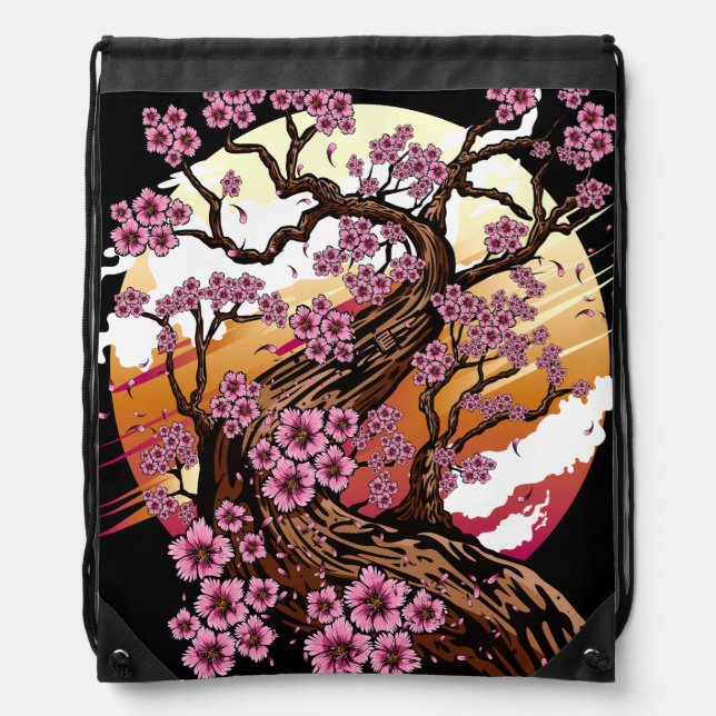 Wild Cherry Blossom Drawstring Bag (Front)