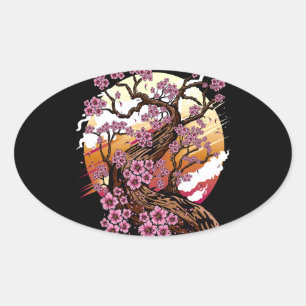 Wild Cherry Blossom Oval Sticker