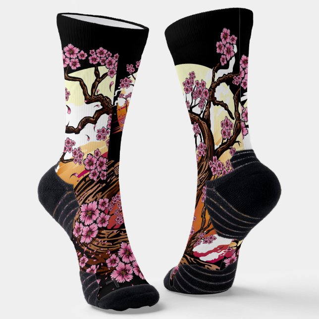 Wild Cherry Blossom Socks (Angled)