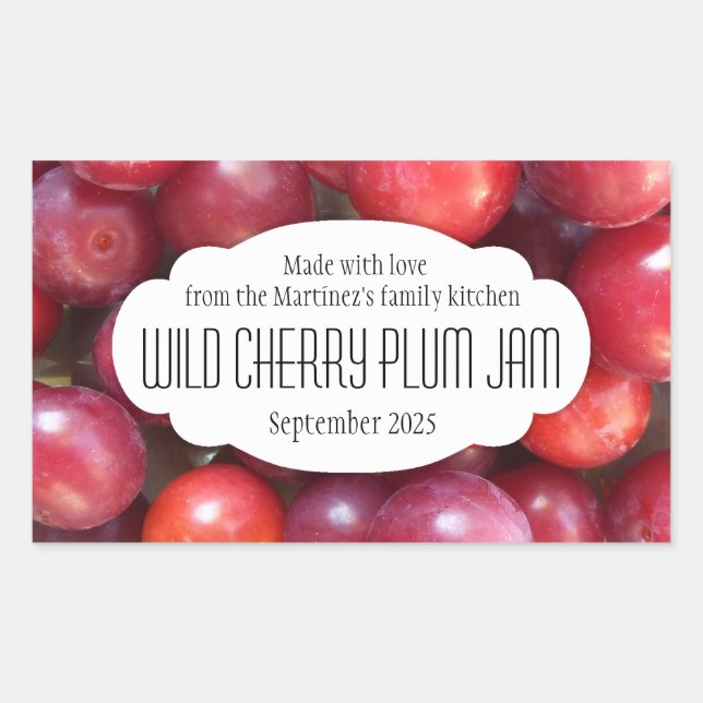 Wild Cherry Plum jam preserve label sticker (Front)