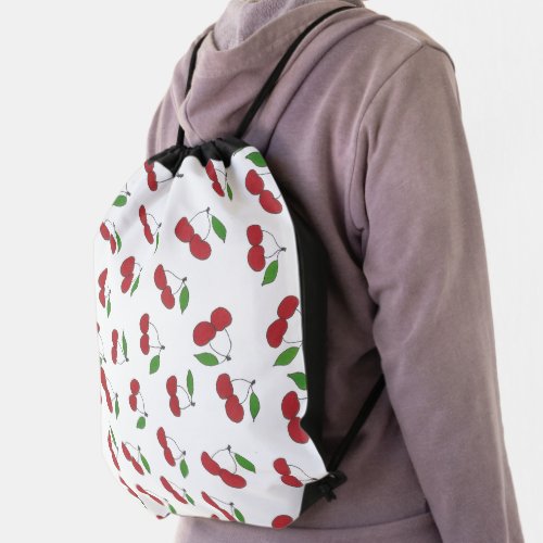 Wild Cherry Print  Drawstring Bag