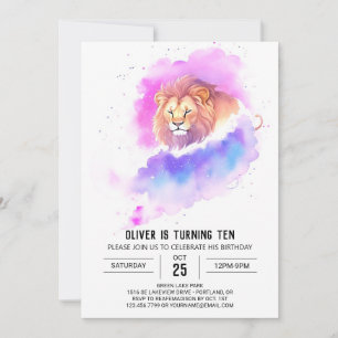 Wild Chic Lion Birthday Invitation