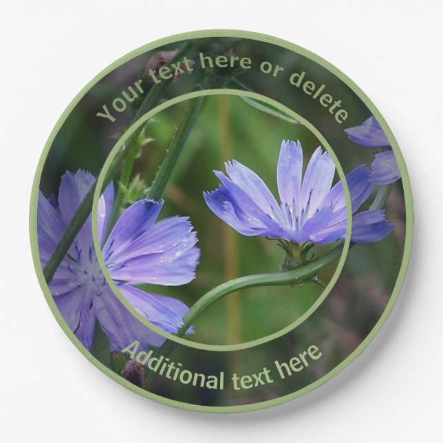 Wild Chicory Flowers Personalized Party   Paper Plates (Front)