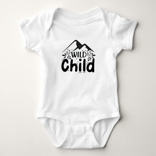 Wild Child Adventure Baby Bodysuit - Cute Mountain (Front)