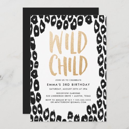 Wild Child  Birthday Party Invitation