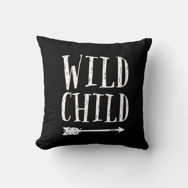 Wild Child black and white pillow (Front)