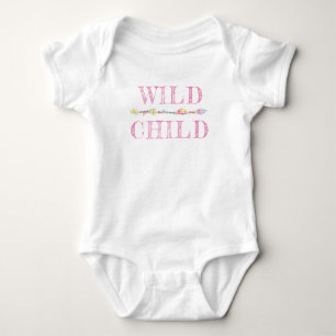Wild Child feathers beads boho pink baby romper