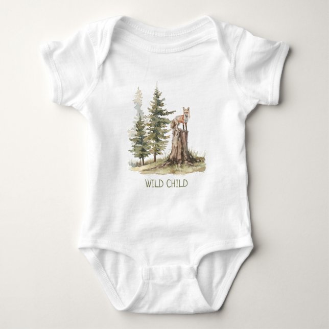WiLD CHILD Forest Woodland Fox Baby Bodysuit (Front)
