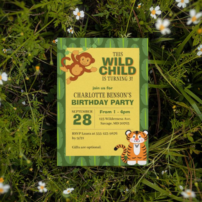 Wild Child Jungle Birthday Party Invitation (Creator Uploaded)