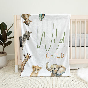 WiLD CHILD Jungle Safari Animals Baby Blanket