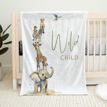 WiLD CHILD Jungle Safari Animals Cute Baby Blanket