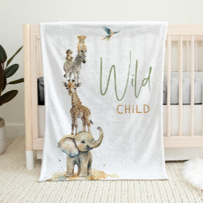 WiLD CHILD Jungle Safari Animals Cute Baby Blanket