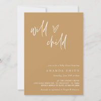 Wild Child Minimalist Mustard Boho Baby Shower Invitation