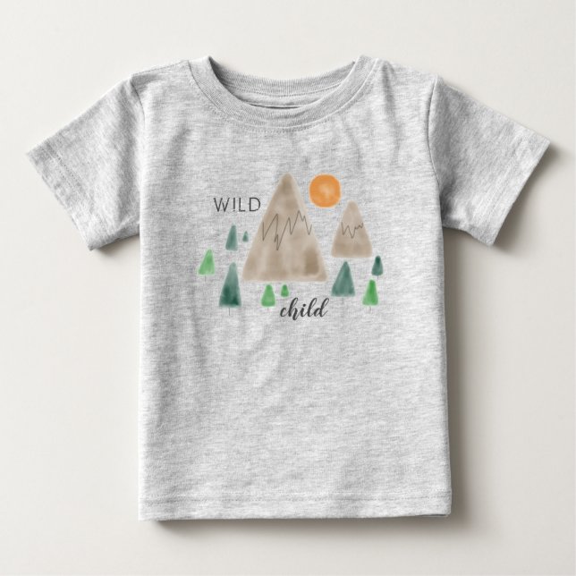 “Wild Child” Mountains Baby T-Shirt (Front)