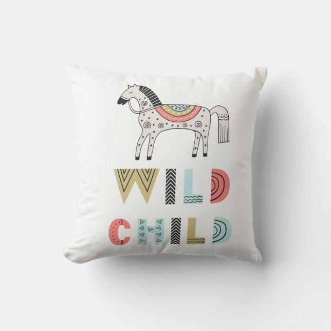 Wild Child Scandia Horse Baby Throw Pillow (Front)