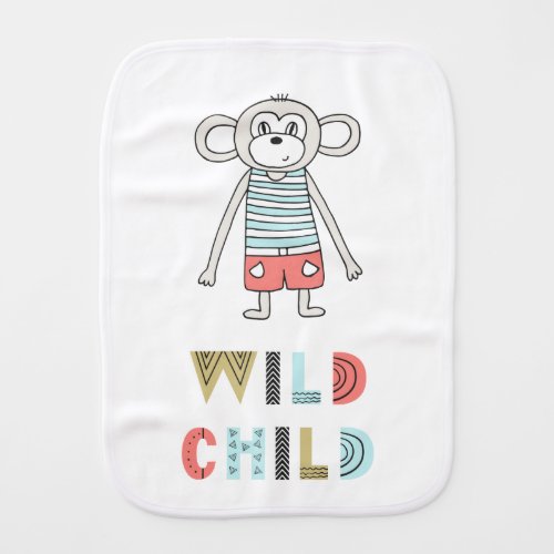 Wild Child Scandia Monkey Baby Burp Cloth