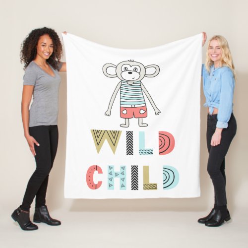 Wild Child Scandia Monkey Baby Fleece Blanket