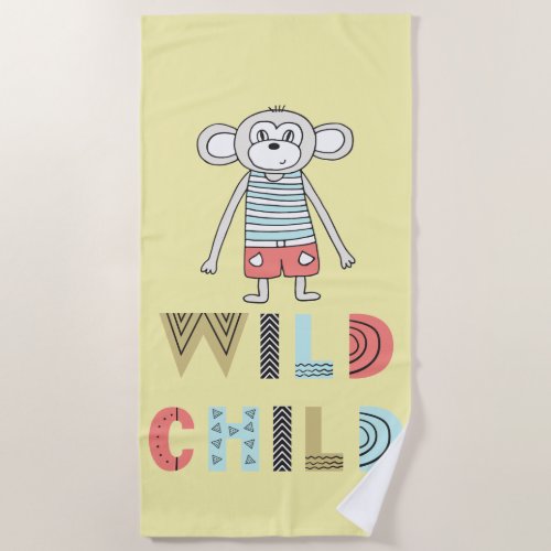 Wild Child Scandia Monkey   Beach Towel