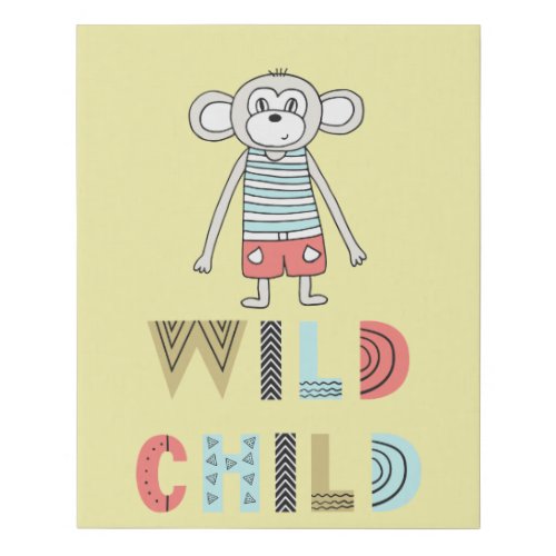 Wild Child Scandia Monkey  Faux Canvas Print