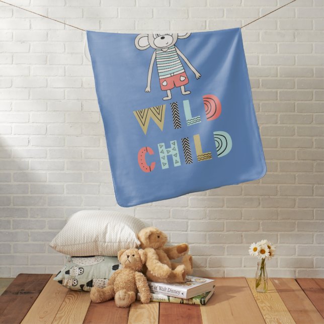 Wild Child Scandia Monkey Personalized  Baby Blanket (In Situ)