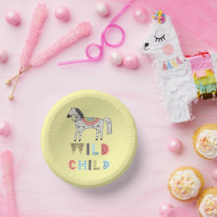 Wild Child Scandinavian Horse Pastel Yellow Paper Bowls