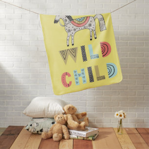 Wild Child Scandinavian Horse Personalized Baby Blanket