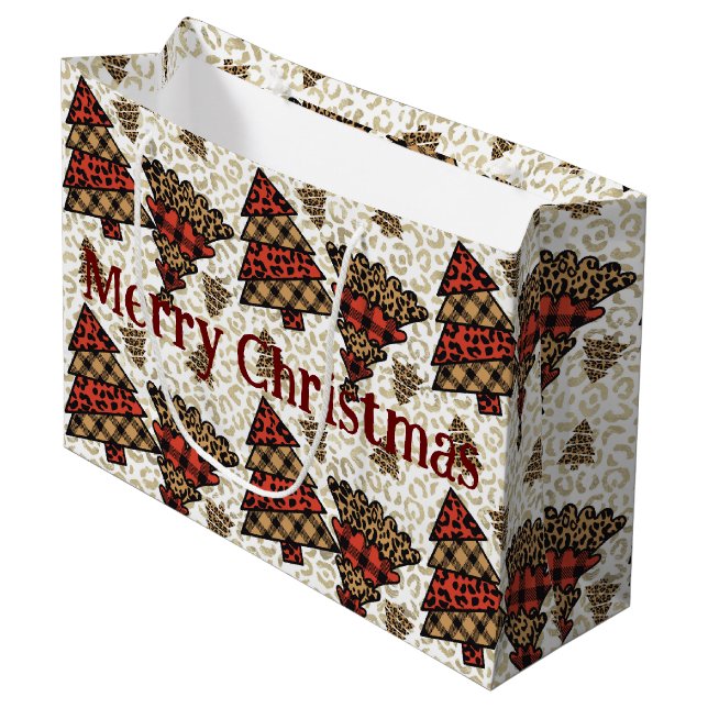 Wild Christmas Trees Wrapping Paper Large Gift Bag (Front Angled)