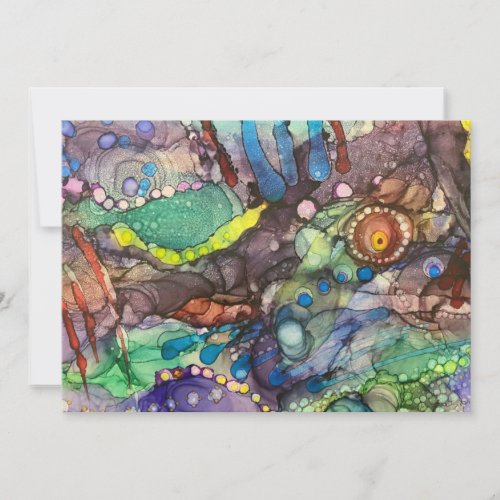 Wild Colorful Alcohol Ink Abstract Art Blank Card