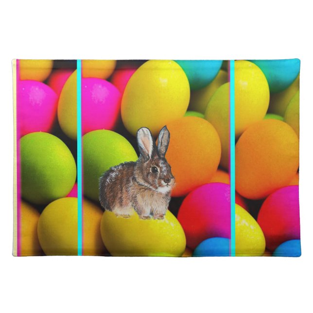 Wild Colorful Bunny Placemat! Cloth Placemat (Front)
