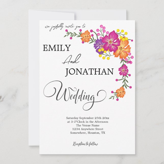 Wild Colorful Flower Invitation Card (Front)