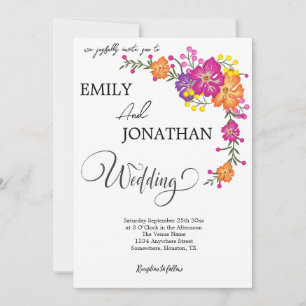 Wild Colorful Flower Invitation Card